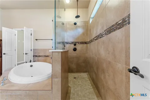 a bathroom with shower