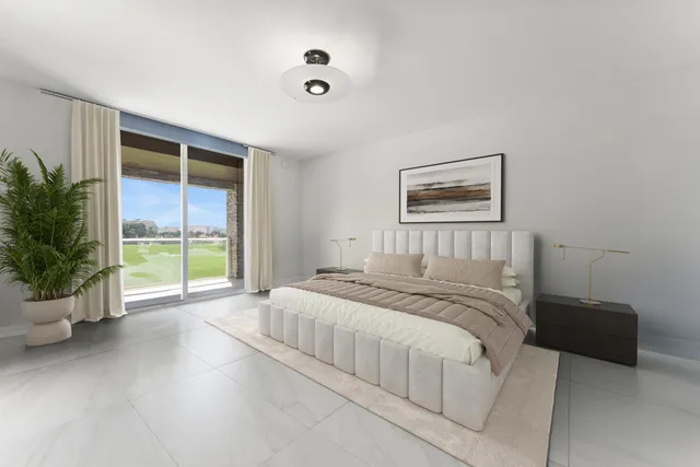 a view of a swimming pool with a garden