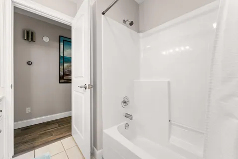 a bathroom with a bathtub