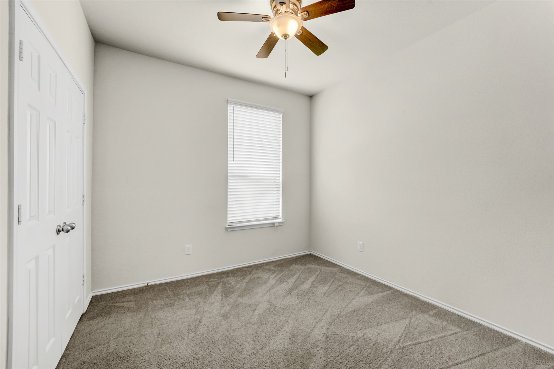 213 Ibis Falls Loop Jarrell, TX 76537 - Photo 21 of 37 A well-lit bedroom features plush carpet and a ceiling fan for comfort.
