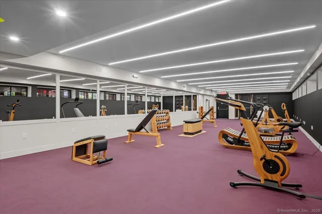 a view of a room with gym equipment