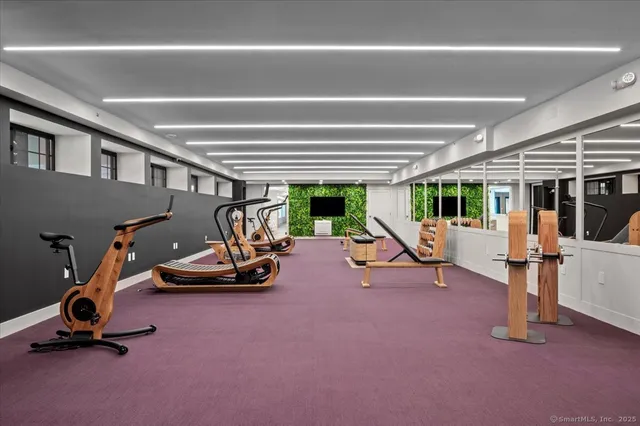 a view of a room with gym equipment