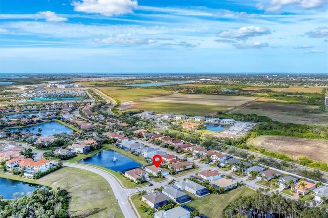 a view of a city and ocean view
