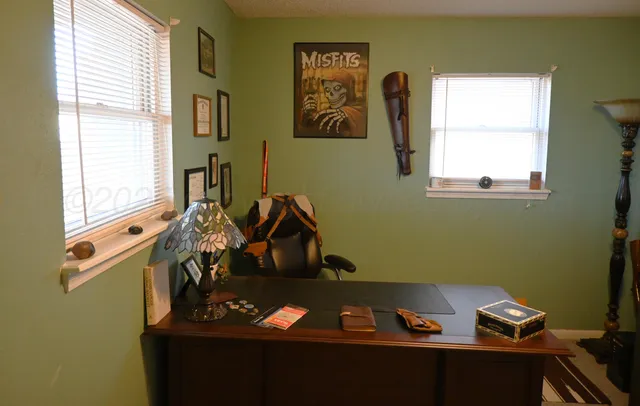 a table with a window