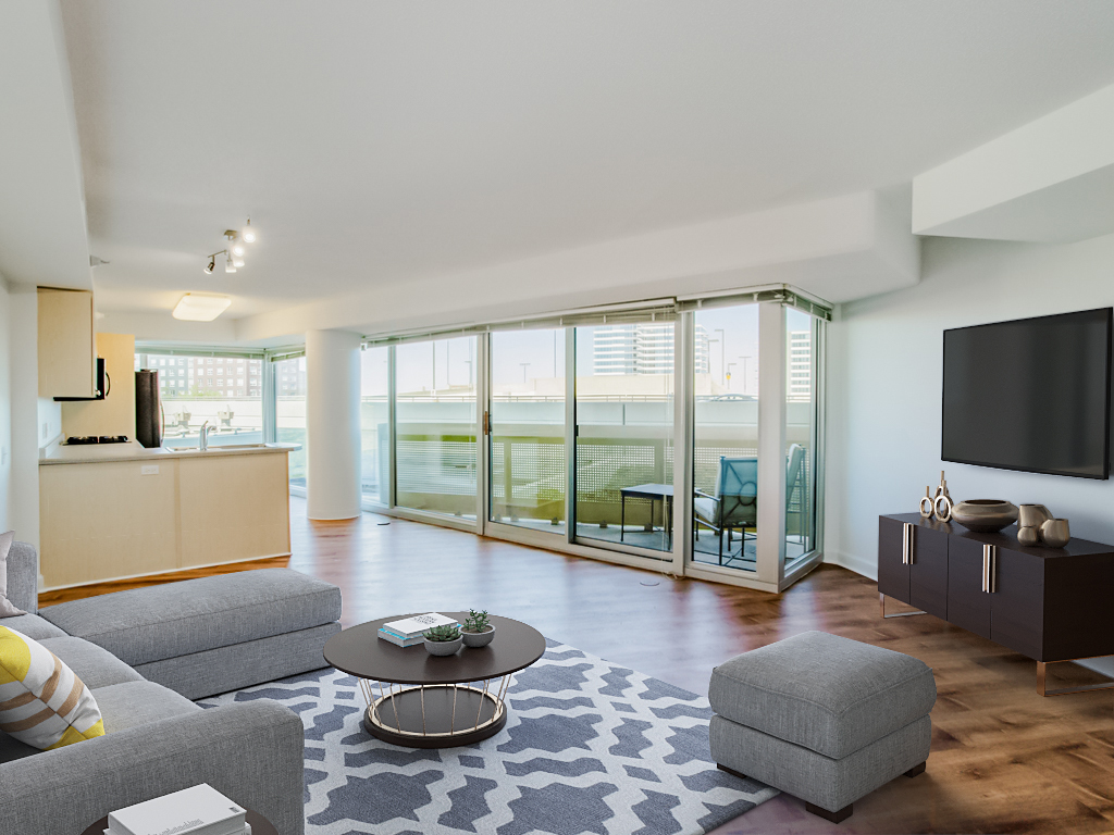 1720 Maple Avenue, Unit 660 Evanston, IL 60201 - Photo 2 of 16 a living room with furniture and a flat screen tv