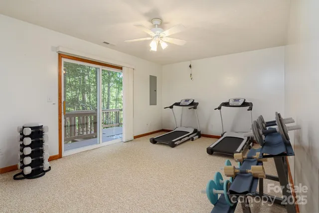 a view of a room with gym equipment