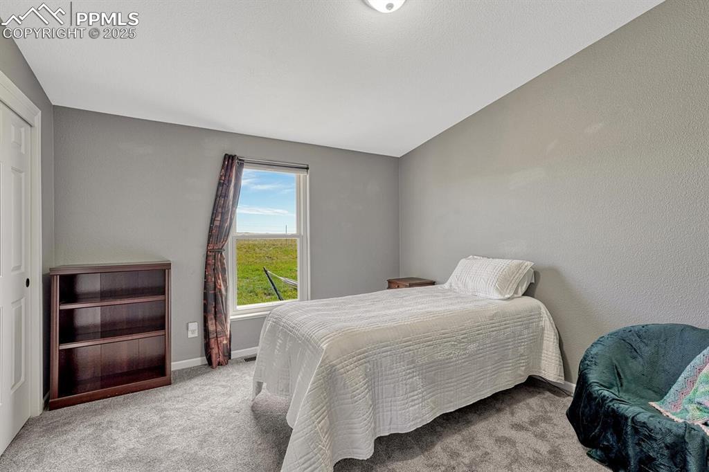 15371 Buck Creek Road Elbert, CO 80106 - Photo 18 of 50 a bedroom with a bed and a window