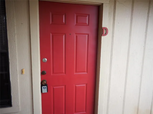 a view of a red door