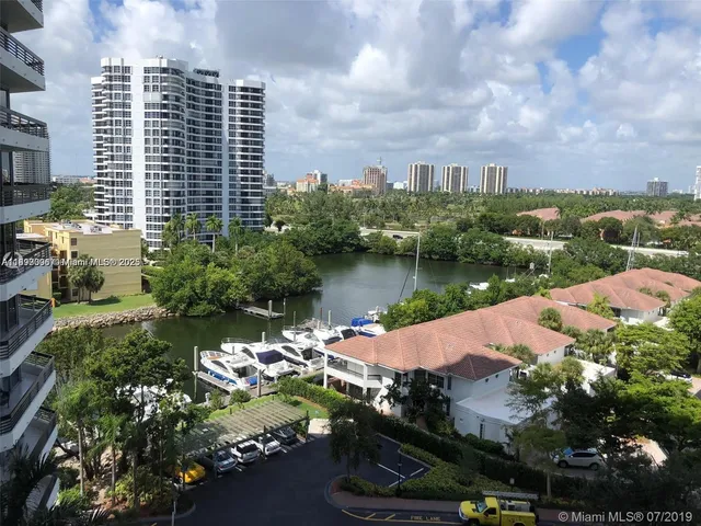 a view of a lake with a city