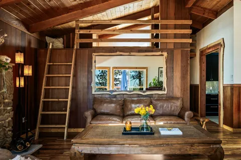 a view of kitchen with wooden floor