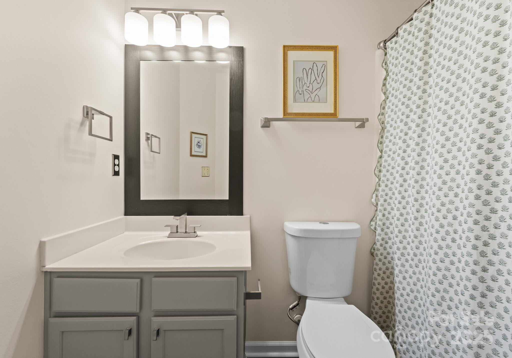 9930 Treeside Lane Matthews, NC 28105 - Photo 19 of 20 a bathroom with a toilet a sink and mirror