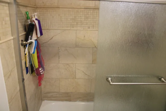 a bathroom with a shower