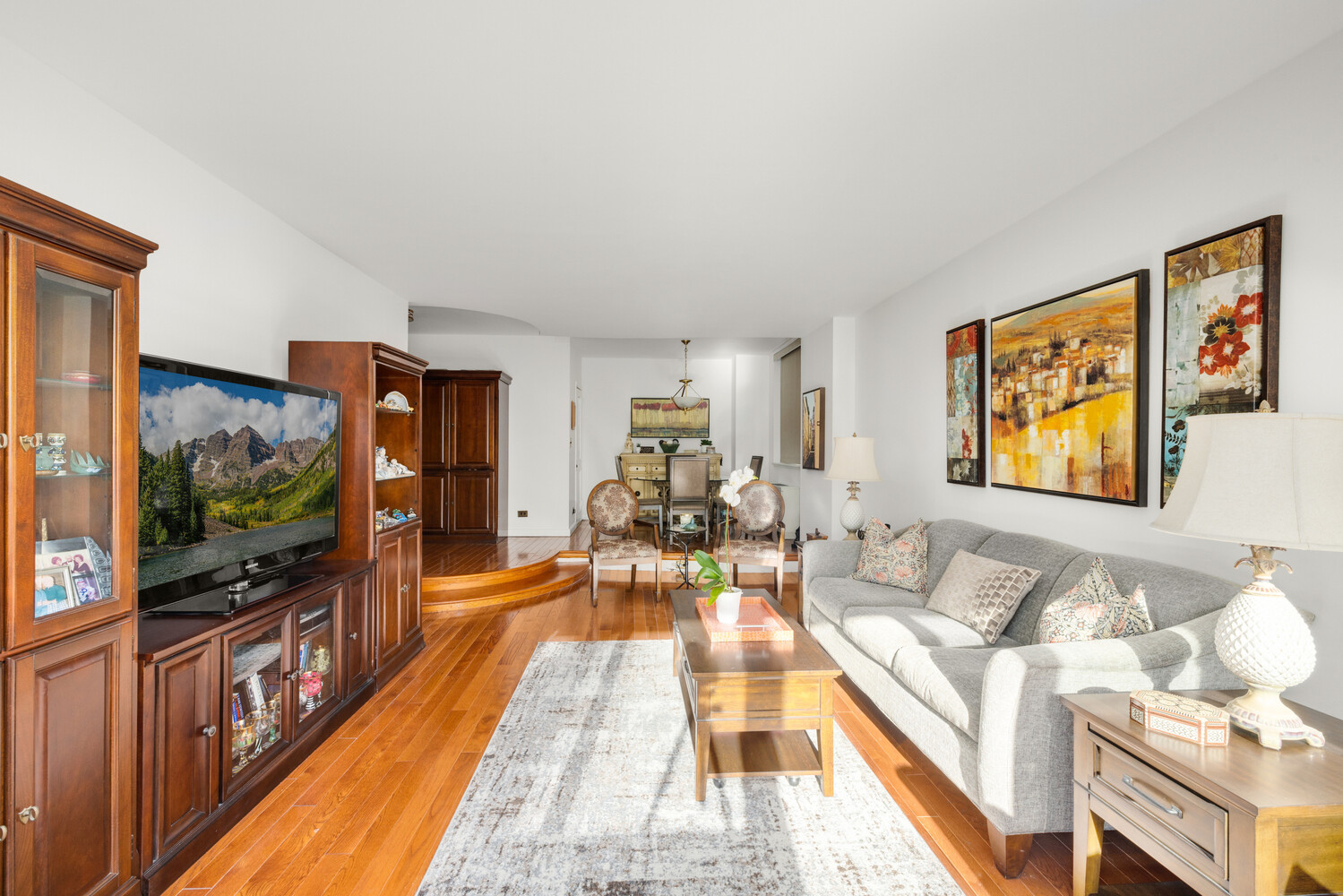 515 East 79th Street, Unit 4E Manhattan, NY 10075 - Photo 3 of 10 a living room with furniture and a flat screen tv