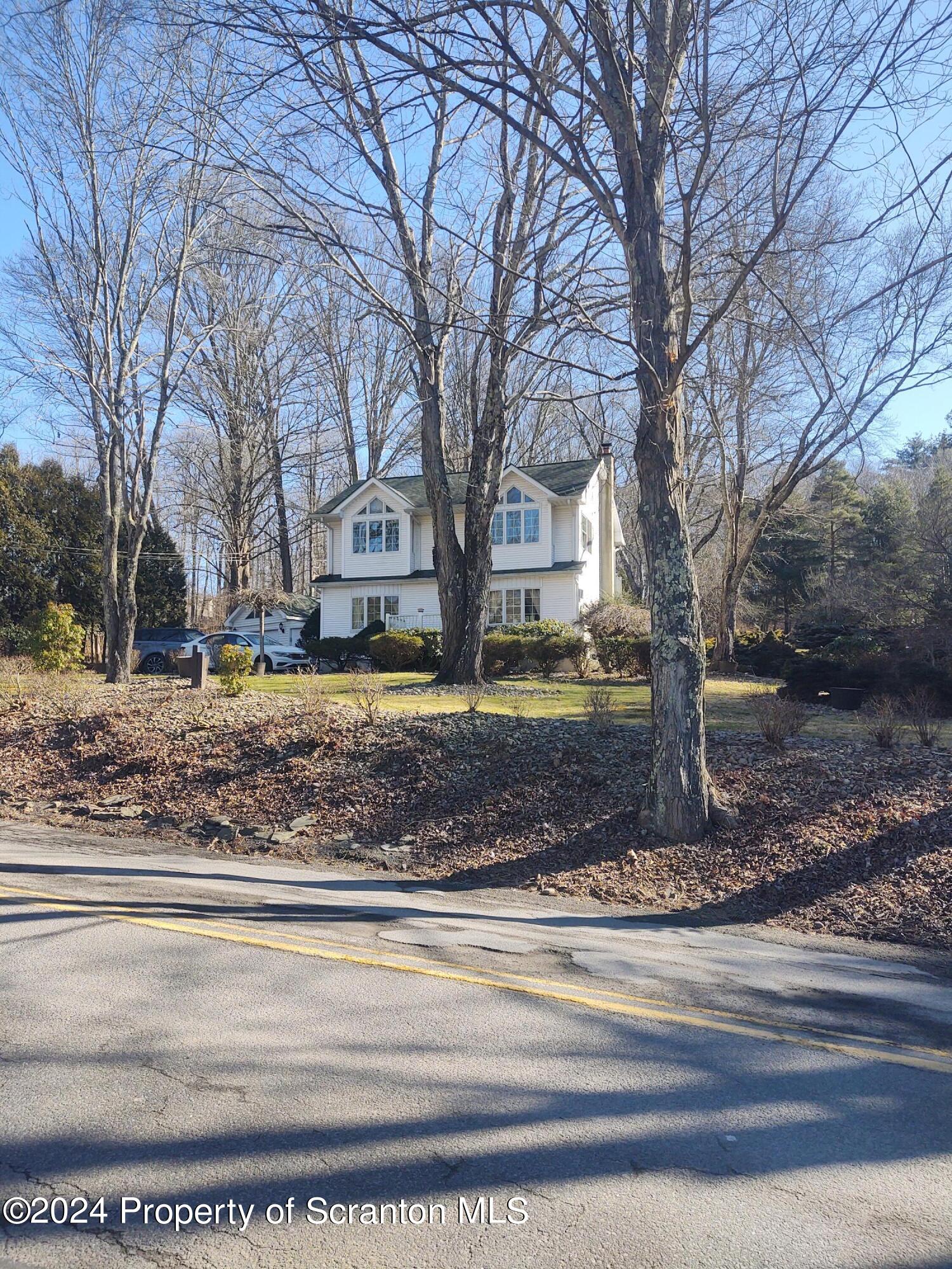 a view of a yard with a tree