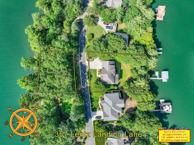 an aerial view of a house with garden