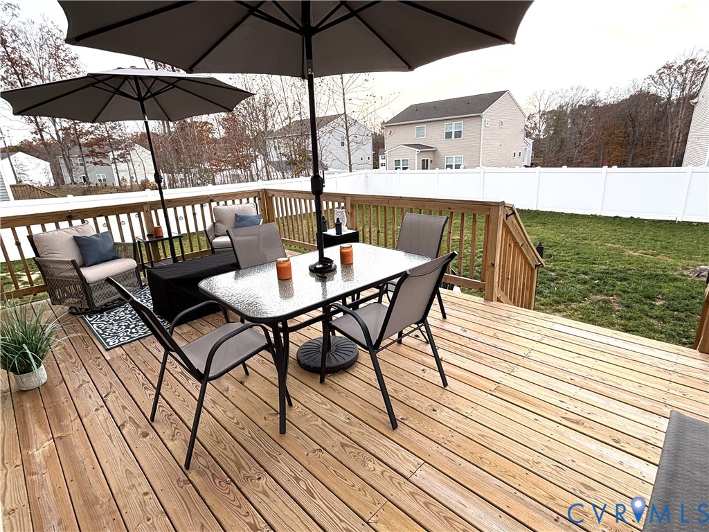 243 Bellevue Circle Aylett, VA 23009 - Photo 28 of 34 a view of deck with furniture and umbrella