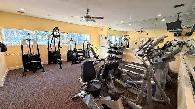 a view of a room with gym equipment