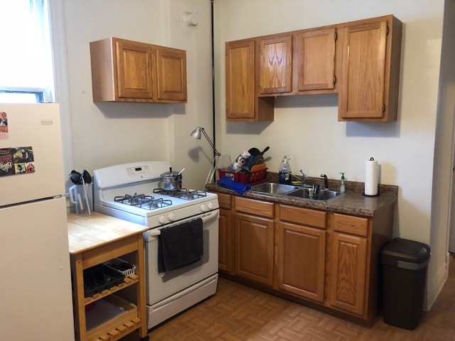 3059 West Lyndale Street Chicago, IL 60647 - Photo 9 of 10 a kitchen with stainless steel appliances granite countertop a stove a sink and a microwave