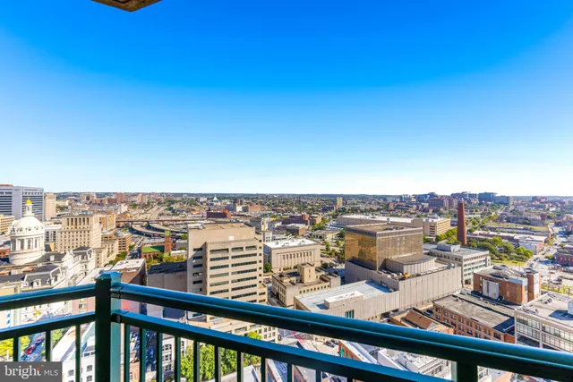 a view of a city from a balcony