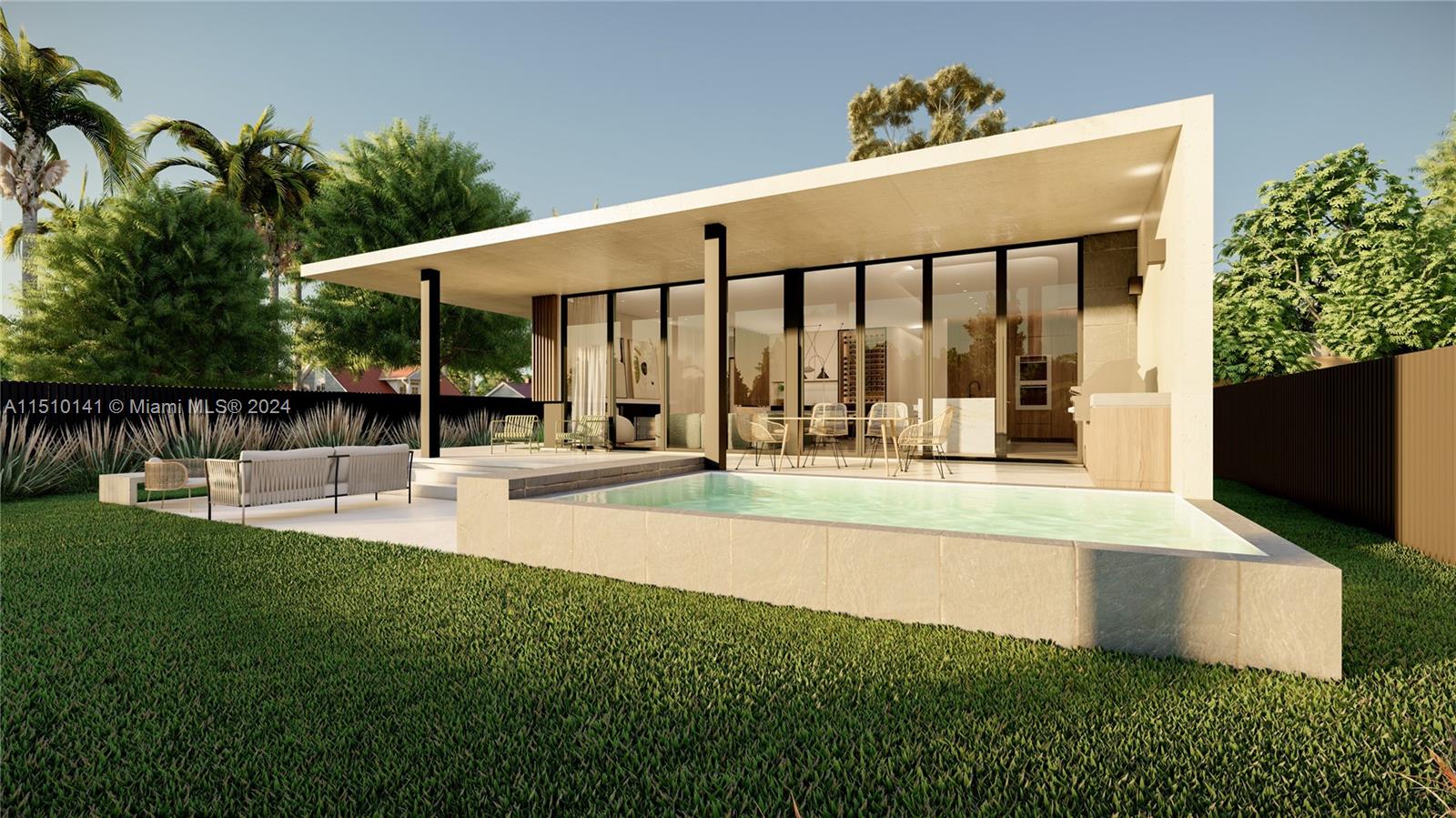 2037 Southwest 22nd Terrace Miami, FL 33145 - Photo 4 of 19 a view of a patio with table and chairs potted plants and large tree