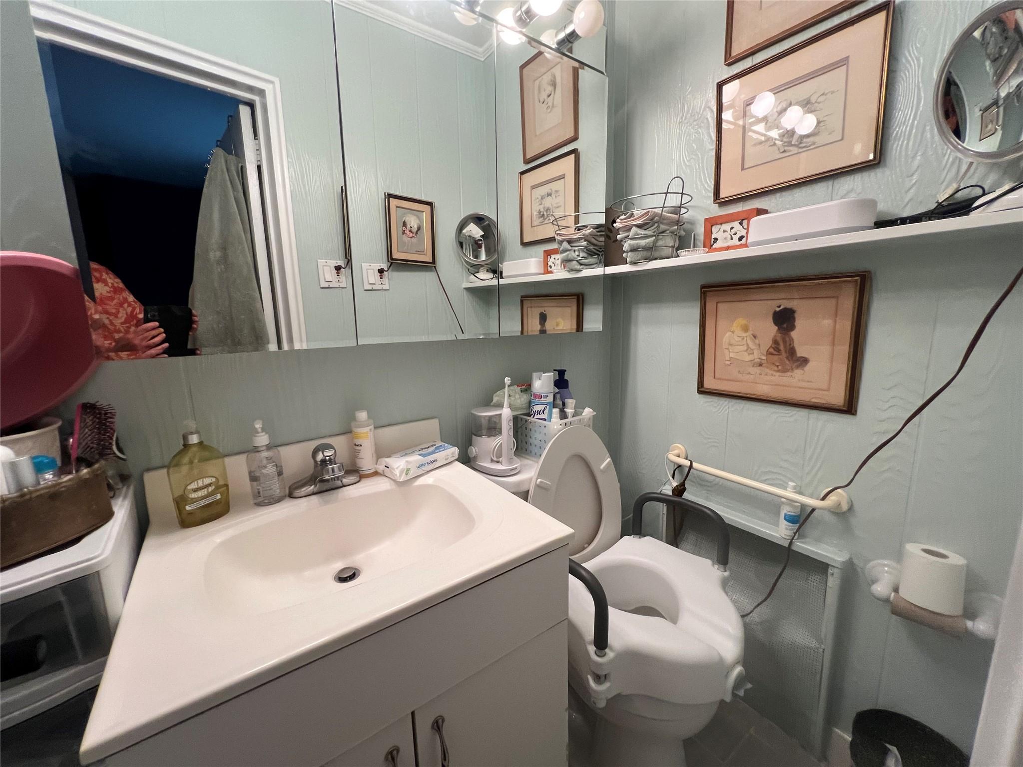 11 Pearl Street Valley Stream, NY 11581 - Photo 10 of 17 a bathroom with a sink mirror and toilet