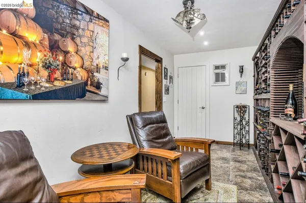 a view of balcony of furniture and wooden floor