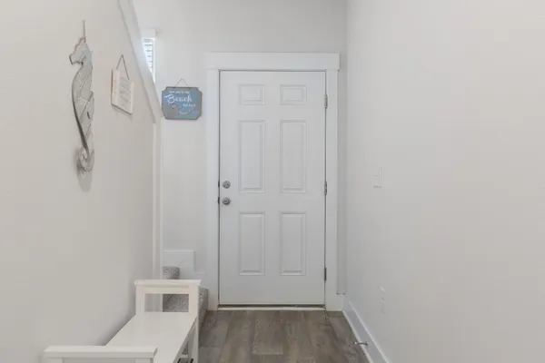 a view of small space with wooden floor