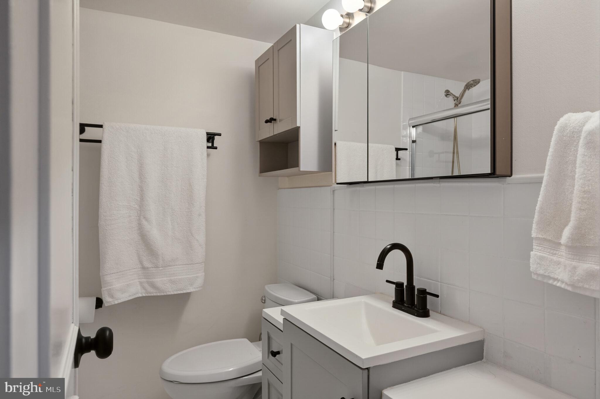 560 N Street Southwest, Unit N503 Washington, DC 20024 - Photo 18 of 35 a bathroom with a toilet sink and mirror