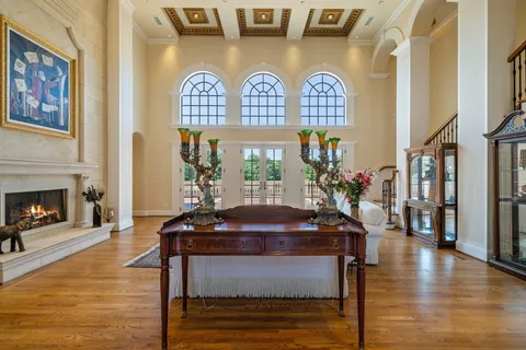 a view of a living room with a rug