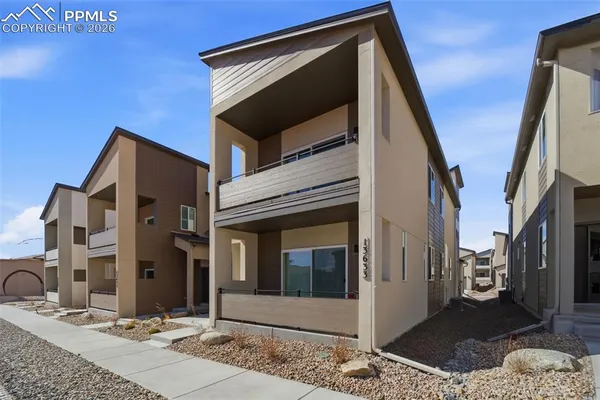 a view of an entrance of the building