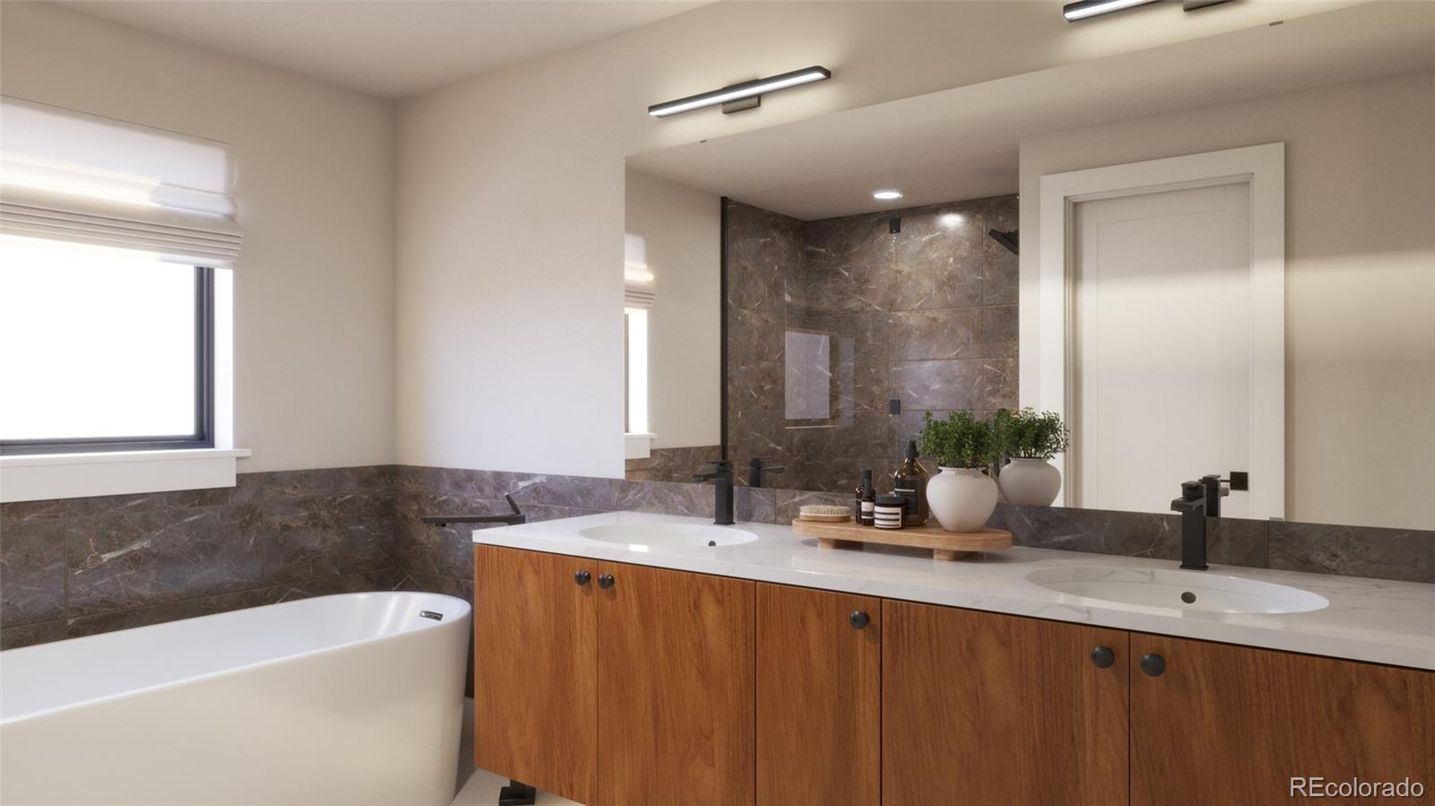 982 Locust Avenue Boulder, CO 80304 - Photo 26 of 29 a bathroom with a double vanity sink and a bathtub