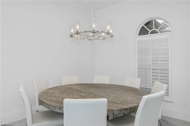 a workspace with chandelier