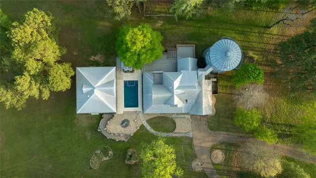 an aerial view of a house