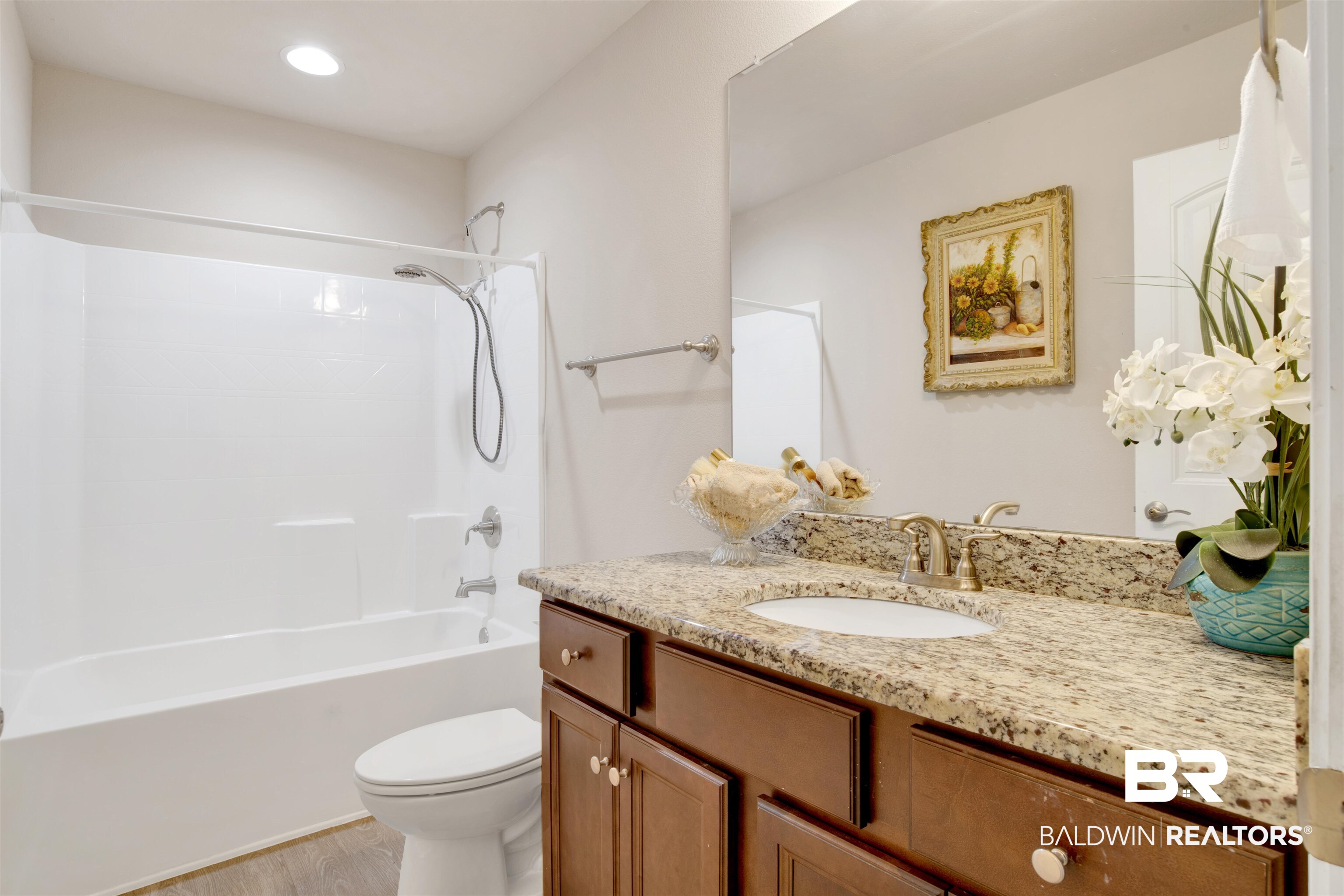22056 Garland Loop Silverhill, AL 36576 - Photo 20 of 28 Full bath featuring toilet, vanity, shower / bathtub combination, and recessed lighting