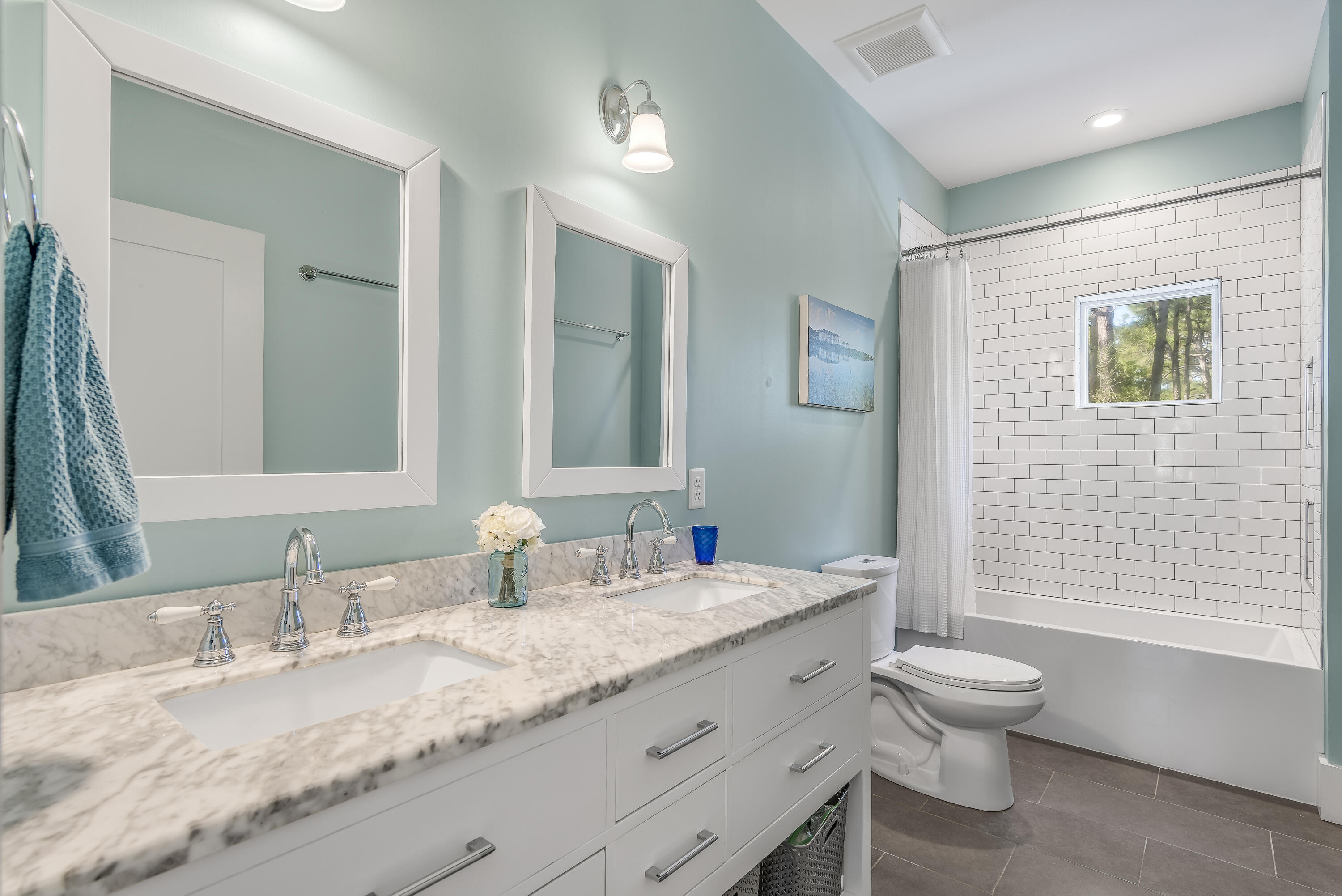223 Grayton Trail Road Santa Rosa Beach, FL 32459 - Photo 19 of 22 a bathroom with a granite countertop sink toilet and shower