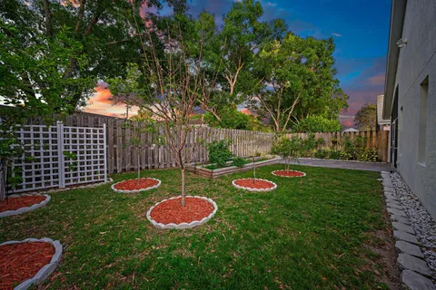 a view of an outdoor space with a garden