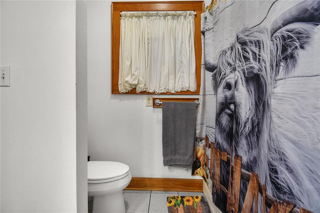 10807 Northwest Lily County Line Road Ona, FL 33865 - Photo 66 of 91 a bathroom with a toilet and a shower curtain