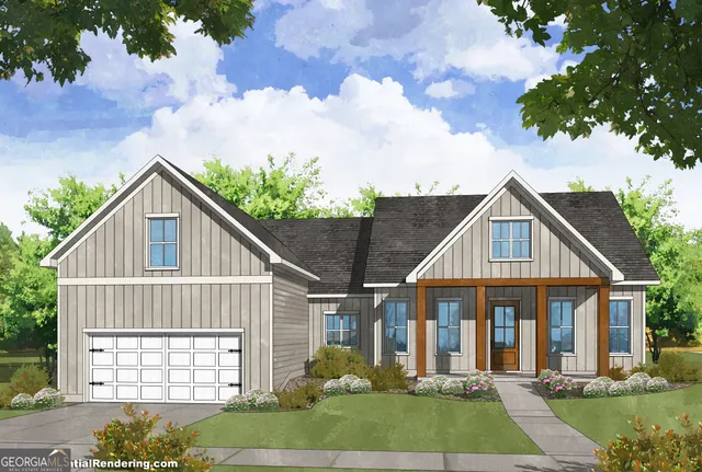 front view of a house with a yard