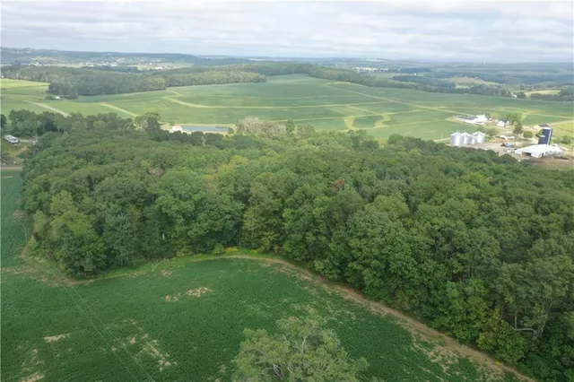 a view of a field with an ocean view