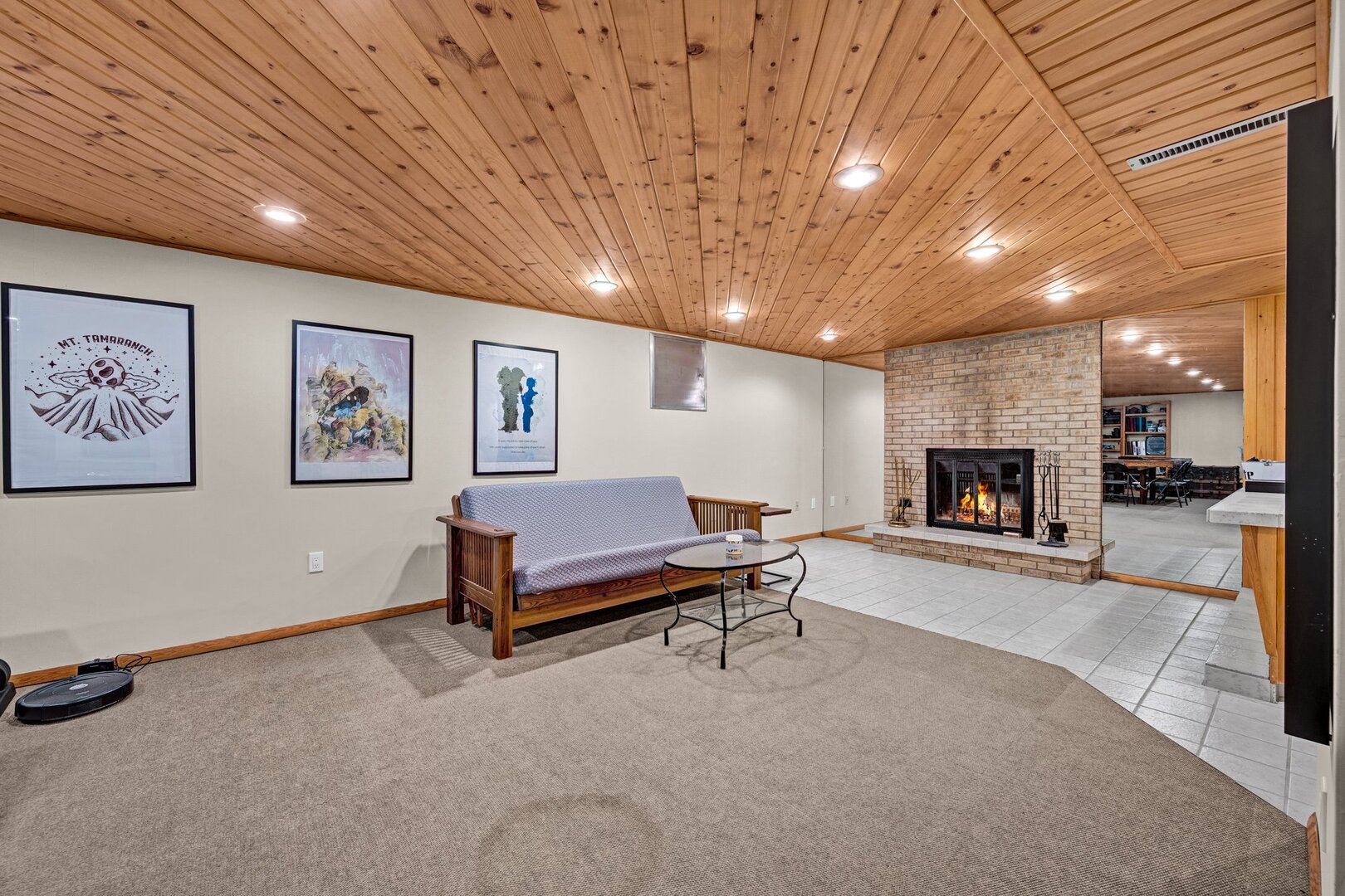 903 Crestline Drive Normal, IL 61761 - Photo 28 of 35 a living room with furniture a pool table and a fireplace