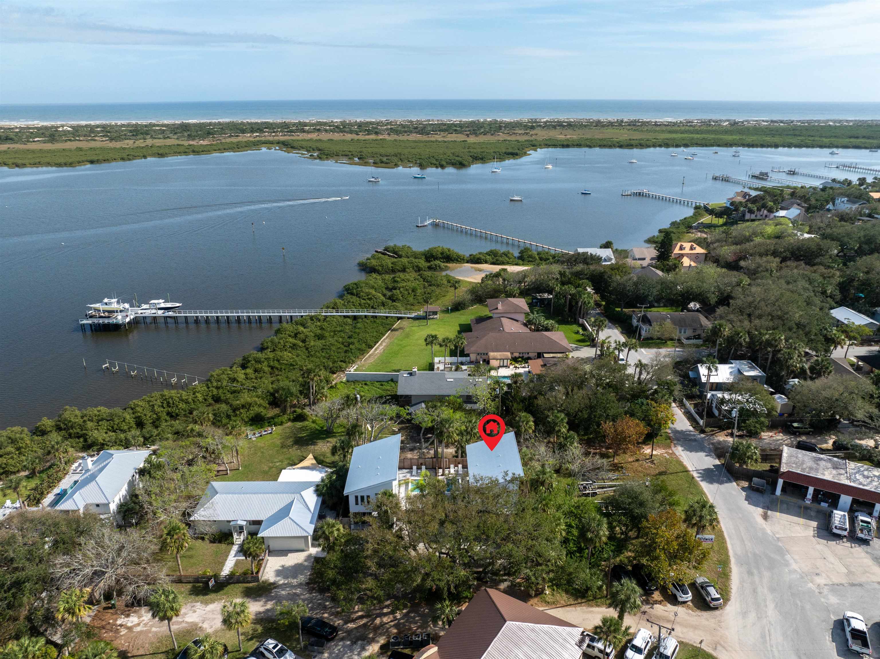 2 Sanchez Cove St. Augustine, FL 32080 - Photo 35 of 45 an aerial view of ocean and residential houses with outdoor space