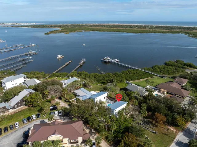 a view of a city and ocean view