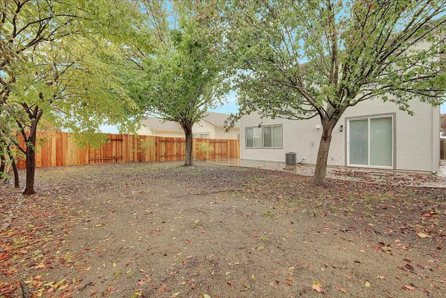 a front view of a house with a tree