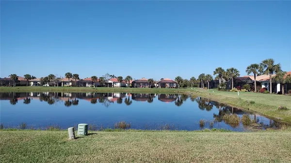 a view of a lake with houses