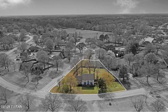 an aerial view of a house