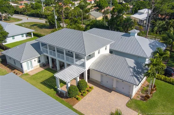 an aerial view of a house