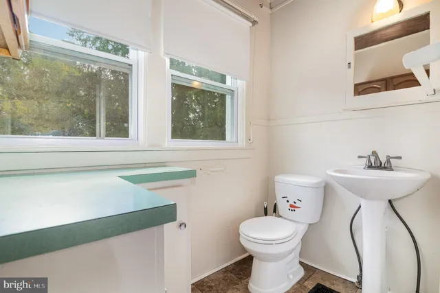 a bathroom with a sink toilet and a mirror