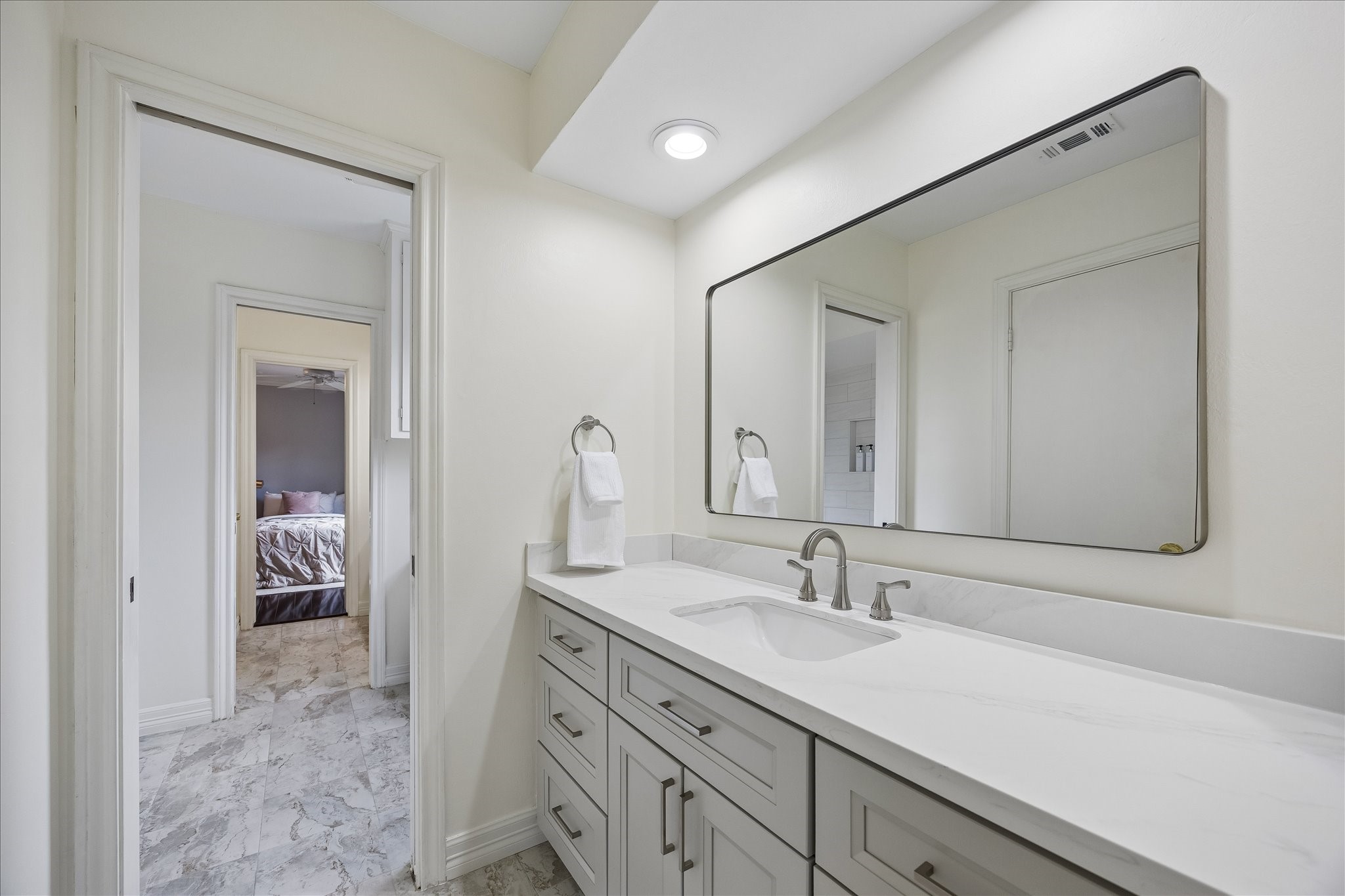 306 Gessner Road Bunker Hill Village, TX 77024 - Photo 27 of 41 Second vanity in the remodeled Hollywood bathroom.