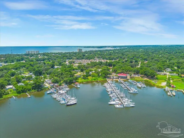 a view of a field with an ocean