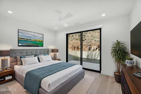 a view of a house with a mountain